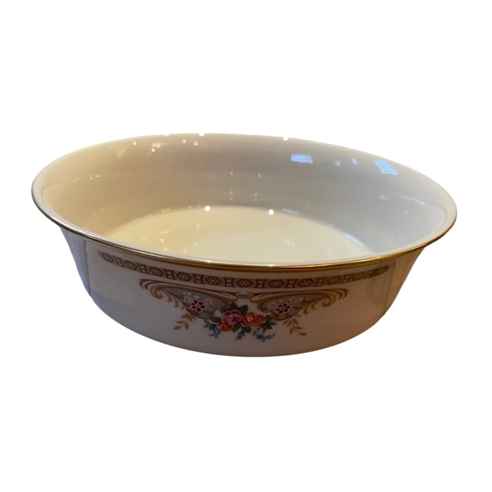 Lenox Versailles‎ Serving Bowl Ivory Floral Gold Trim Fine Bone China 9 Inch USA